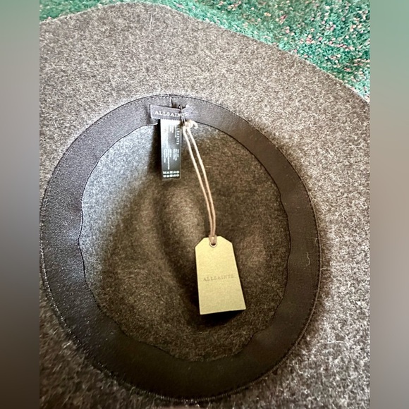‼️RARE‼️?ALL SAINTS??NWT?Long Brim Fedora w/ Logo Rivet in Cinder Black Marl main image 6